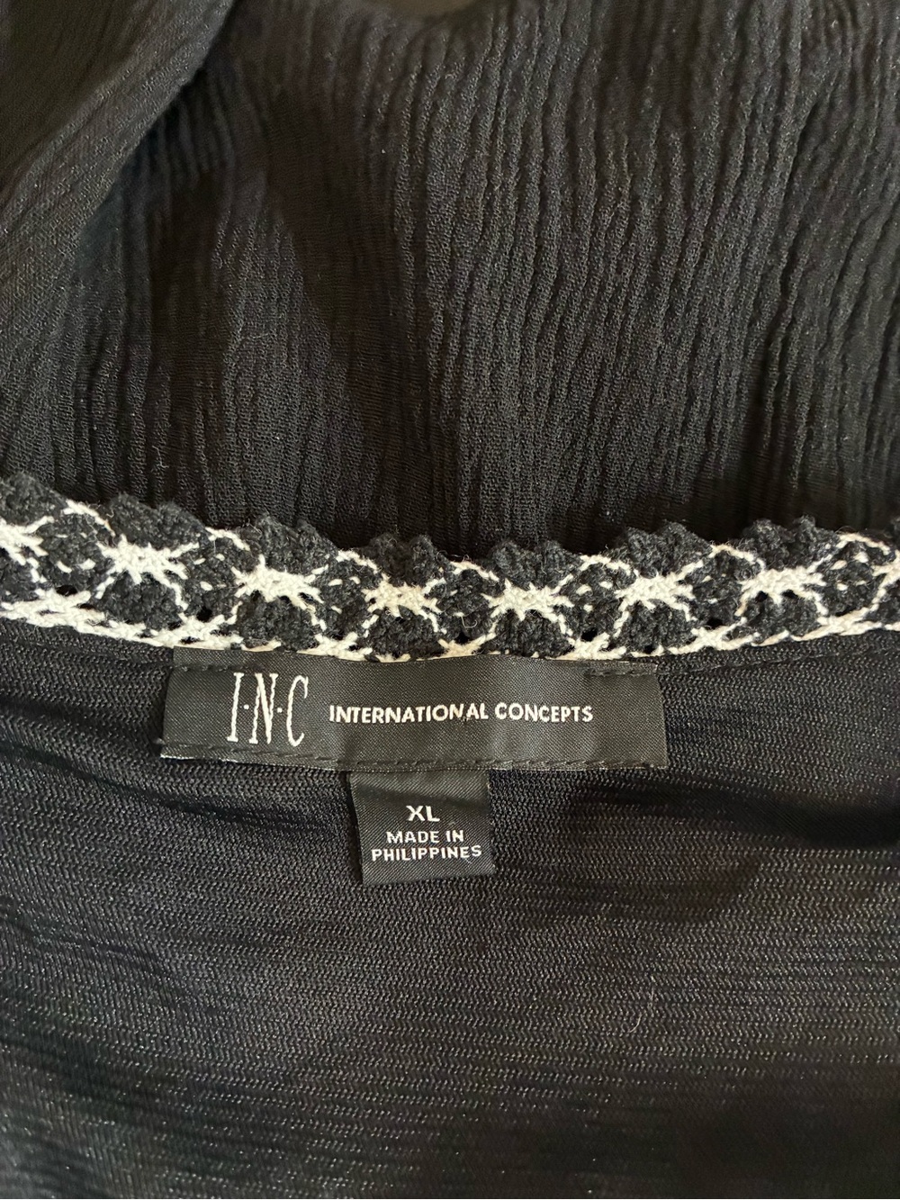 INC International Concepts Black dress  with White Embroidered Trim Sz XL - Picture 4 of 4